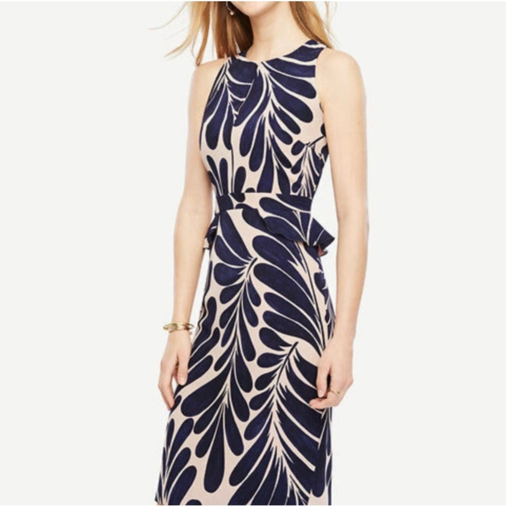 Ann Taylor Leaf Petal Peplum Sheath Sleeveless Dress